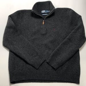 Polo Ralph Lauren Charcoal Gray Merino Wool 1/4 Zip Sweater Pullover XXL